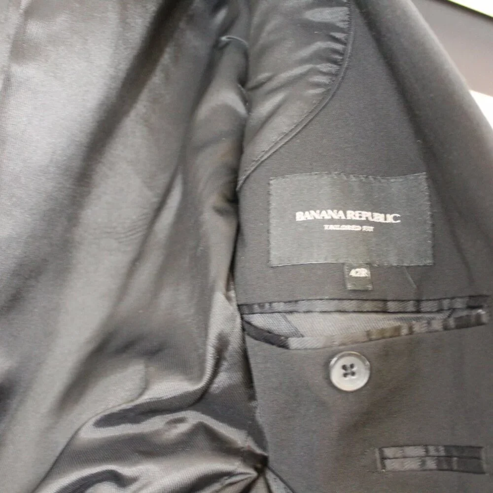 Banana Republic‎ Men’s Black Suit Jacket 42R Tailored Fit Double Vent